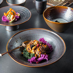 2025 JIUJIUJU nuevo estilo Color esmalte reactivo diseño de piedra Retro juego de vajilla de porcelana plato utilizado para restaurantes japoneses - Product Image 3