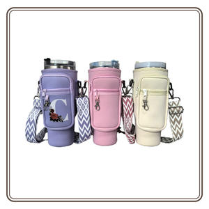 Bolsa de transporte de botella de agua de neopreno personalizada para vasos de 40 oz con bolsillo para teléfono y correa ajustable - Product Image 2
