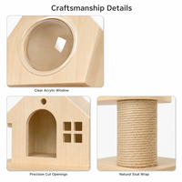 Ensemble d'escalade mural pour chat en bois, étagères murales pour chat, griffoir en sisal, pont en corde avec fenêtre en acrylique pour chats d'intérieur