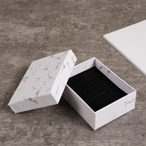 Bông Tai Nhẫn Vòng Cổ Vòng Tay gói quà Tặng hộp giấy cổ điển đơn giản hạt đá cẩm thạch trắng trong kho trang sức bao bì hộp với FO - Product Image 4