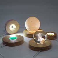 Base de lampe de table en bois 3D Illusion Veilleuse blanche chaude Artisanat en bois pour la décoration de la maison