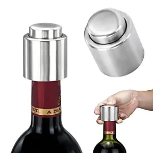 Benutzer definierte Edelstahl Preserver Pump Sealer Bar Metall Rotwein Topper Stopper Vakuum versiegelte Weinflasche Stopper