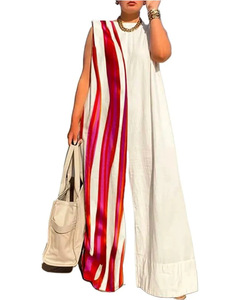 Hot Sale Solid Color Sleeveless Loose <b>Wide</b> <b>Leg</b> Maxi Summer <b>Casual</b> Women <b>Jumpsuit</b> Fashion - Product Image 2