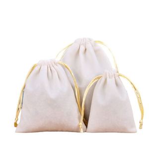 Petite pochette de luxe pour parfum, bracelet, bijoux, en flanelle, avec cordon de serrage, en velours, emballage personnalisé avec logo imprimé - Product Image 2