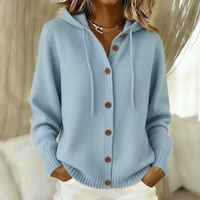 2026 Jaket Sweater Cardigan Rajut Berkerah Kancing Baru Musim Gugur Musim Dingin Warna Solid Kasual Wanita