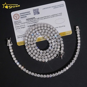 Collier et Bracelet Tennis en Argent 925 avec <span class=keywords><strong>Diamants</strong></span> de Laboratoire Certifiés IGI – Nouveauté Tendance - Product Image 1