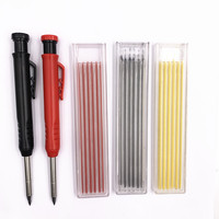 Outil de travail du bois crayons de menuisier mécanique Construction de trous profonds boîte en PVC solide ensemble de crayons en métal en plastique avec recharge