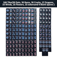 Vente en gros usine : Jeu de tuiles de mahjong américain noir Neon Shadow, 166 tuiles gravées de qualité supérieure
