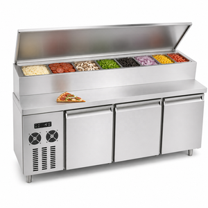 Mesa Refrigerada para Preparación de Ensaladas con Elegante Exterior de Acero Inoxidable para Uso Profesional en Cocinas Comerciales y Pizzerías de Alto Volumen - Product Image 2