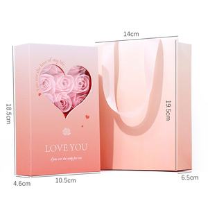 Nouvelle boîte à bijoux romantique en forme de cœur avec neuf roses, boîte cadeau de fleurs éternelles, savon rose, fleur préservée, boîte à collier et bague, Saint-Valentin - Product Image 6