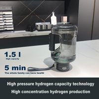 Bouteille Générateur d'Eau Hydrogénée Grande Capacité 1500ml avec Sangle Portable pour Entraînement et Camping