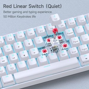 Teclado mecánico para juegos 60 por ciento Mini teclado blanco duradero ergonómico para juegos con interruptores rojos - Product Image 4