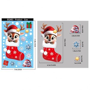 Autocollants muraux décoratifs de Noël en PVC, bonhomme en pain d'épices, flocon de neige, Père Noël, autocollants statiques pour décorations festives - Product Image 5