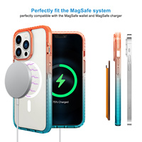 Étui de téléphone portable GRS personnalisé, design blindé, antichoc, étanche, transparent, dégradé coloré, magnétique, en TPU TPE