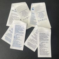 Étiquettes de soin en ruban de satin blanc en petite quantité |   Étiquette de marque, étiquette en coton et logo tissé, imprimé recto-verso pour les marques de vêtements