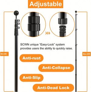 เสาธงอะลูมิเนียมแบบมืออาชีพขนาด 6 ฟุต ทนทาน ป้องกันลมแรง ผลิตภัณฑ์ใหม่สำหรับใช้ในบ้านและเชิงพาณิชย์ ดีไซน์สวยงามทันสมัย - Product Image 5