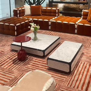 Ensemble de tables basses de luxe <span class=keywords><strong>en</strong></span> acier inoxydable titane noir brossé, style minimaliste contemporain, tables centrales modernes <span class=keywords><strong>en</strong></span> marbre naturel pour la maison - Product Image 1