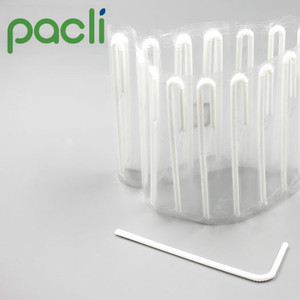 Pajitas de PLA en forma de U para beber, cajas de ladrillo de 4,2 ml de fábrica de bebidas de leche, color blanco y rayado, 150mm x 250mm