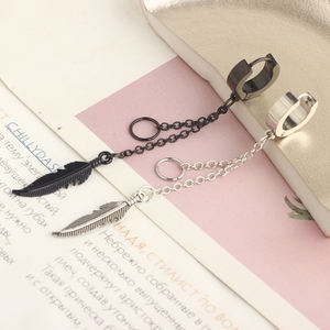 ต่างหูไม้กางเขนสีดำสำหรับผู้ชาย,ต่างหูห่วงเจาะโซ่ยาวสแตนเลสขายส่งต่างหู Hooop ขนาดเล็กสำหรับผู้หญิง - Product Image 5