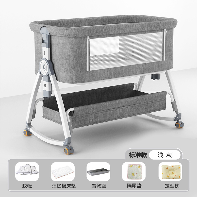 Morandi gris + colchón + cesta de almacenamiento + mosquitero d