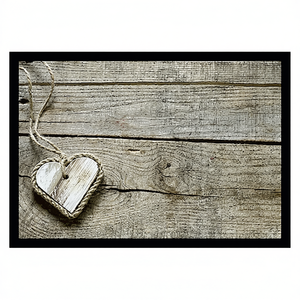 Paillasson design cœur sur bois, tapis de bienvenue pour la maison, utilisation intérieure et extérieure - Product Image 2