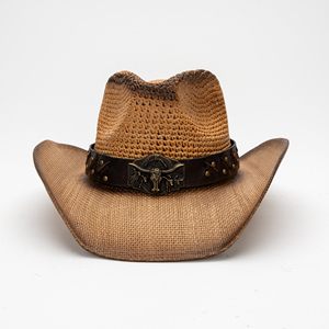 Mujeres y hombres Unisex Adultos Verano al aire libre Casual Sombrilla Sombreros de paja de vaquero Bandas de cuero de alta calidad con sombreros de paja occidentales - Product Image 2