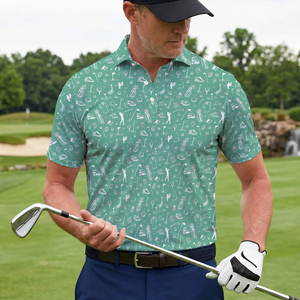 Polo de golf personnalisé par sublimation pour homme, motif golf imprimé sur toute la surface, séchage rapide, performance optimale, nom personnalisé, cadeau pour les amateurs de golf - Product Image 2