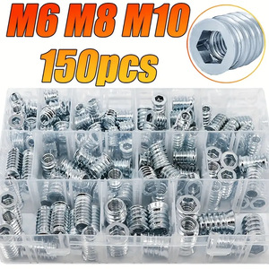 Threaded Inserts Nuts Assortment Set 150pcs Metric Coarse Fully Threaded Grade A Plated Carbon Steel Cross-border Boxed - Product Image 2
