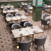 Chaise de salle à manger en cuir de haute qualité avec tables, mobilier de restaurant moderne, ensembles de chaises de salle à manger de luxe pour café, hôtel, restaurant