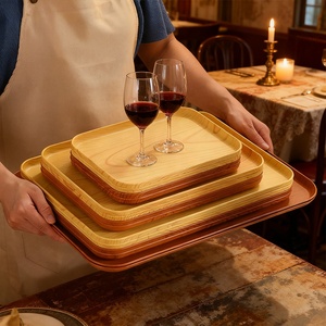 Sustainable Modern <strong>Rectangular</strong> Wood Grain <strong>Serving</strong> Tray Food Grade <strong>Plastic</strong> PP Tray for Cafe Desserts Afternoon Tea - Product Image 4