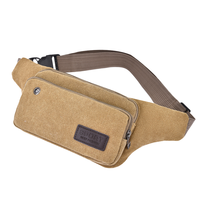 Sac banane unisexe en toile pour sports de plein air, avec fermeture éclair, grande capacité, 4 poches, forme coussin
