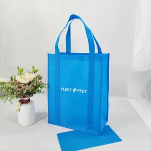 Custom large durable custom logo printed pp non woven fabric store grocery shopping bag with strong long handle
