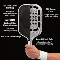 Raket Pickleball Power Control T700 Serat Karbon Thermoformed dengan Inti EPP, Raket Peak Berkinerja Tinggi