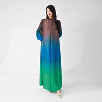 Robe plissée décontractée pour femme Miyake, ample, extensible, imprimée, grande taille, style occidental tendance, dégradé