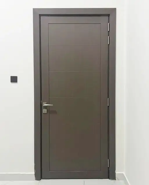 Professional Factory Custom Moulded WPC Laminated Door Waterproof WPC Doors With Metal Strip For Hotel