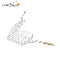 Panier à griller pliable en acier inoxydable pour poisson, légumes et crevettes avec poignée amovible