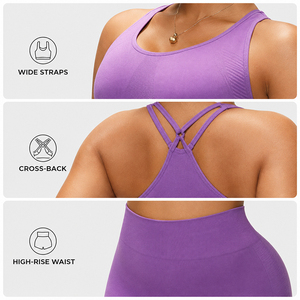 Conjunto Deportivo para Mujer de 2 Piezas, Bra Deportivo de Alta Elasticidad y Soporte, Leggings de Cintura Alta con Control de Abdomen, Ropa Deportiva para Yoga, Gimnasio y Running - Product Image 3