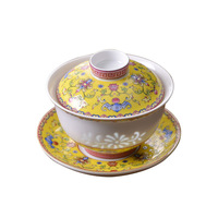 Service à thé émaillé Linglong, style national Jingdezhen, en céramique, pour thé Kung Fu, avec tasses, théière, couvercle et bol – Vente en gros