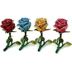 Caja de baratija de joyería de flor de Rosa esmaltada pintada a mano, regalo único con bisagras decorativas para el <span class=keywords><strong>hogar</strong></span>, almacenamiento de anillos para el Día de San Valentín - Product Image 1