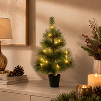 Vorbeleuchteter LED-Kiefernnadel-Kunstweihnachtsbaum Mini-Tischbaum im Topf mit Warmweißen Lichtern für Feiertagsdekoration