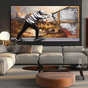 <span class=keywords><strong>Banksy</strong></span> Pop Street Graffiti tirare la tela Wall Art immagini e poster per la decorazione domestica Caudros decorazione pittura su tela - Product Image 2