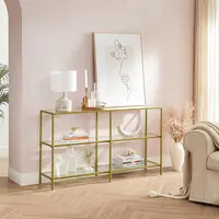 Modernes Metall Modisches Glas Gold Luxus Goldenes drei schicht iges geeignetes Wohnzimmer-Display unterstützt Konsolen tisch
