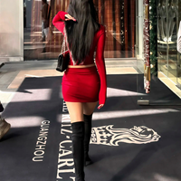 Robe moulante à col semi-montant et manches longues pour femme, style sexy, ajustée à la taille, coupe courte, effet push-up sur les hanches