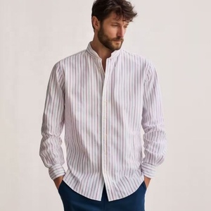 Nouvelle chemise décontractée pour homme, édition printemps-été, en lin, chemise adhésive, haut à manches longues pour homme, chemise rayée - Product Image 1