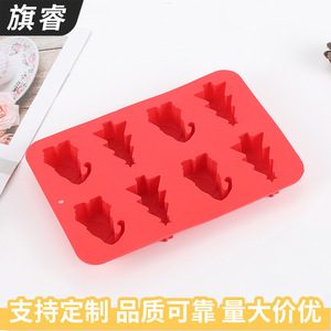 Red Christmas Silicone Mold 8 Hole Cake Decorating Tool For Fondant Chocolate Baking DIY - Product Image 5