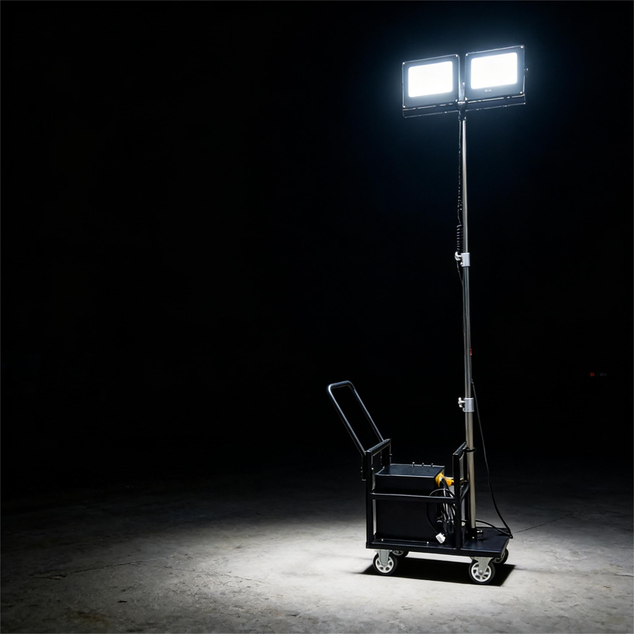 Heavy-Duty Adjustable Height Work Light Tower Versatile Outdoor Job Site Lighting