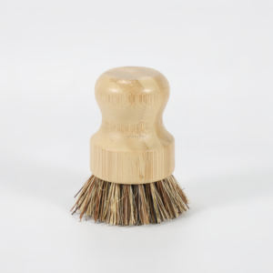 Palm Pot Brush Natürliche Peeling bürste Langlebiges Scrubber-Reinigungs set Bambus Runde Mini-Geschirr bürste mit Keramik halter Geschirr korb - Product Image 2