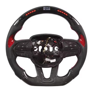 Volant en fibre de carbone forgé LED modifié pour <span class=keywords><strong>Dodge</strong></span> Charger Challenger Hellcat 2015+ Grand Cherokee Trackhawk <span class=keywords><strong>SRT</strong></span> - Product Image 1