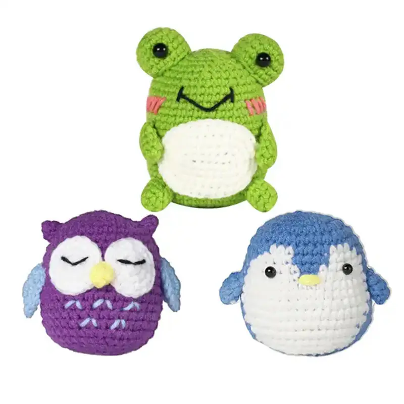 3 In 1 Pinguin Eule Frosch DIY gestrickte Anfänger Häkel sets, handgemachtes Handwerk zum Stricken von Enthusiasten