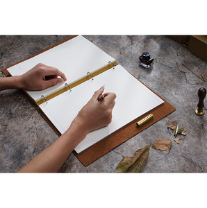 A4 Handmade Full Grain Tạp Chí da với Vòng chất kết dính bán buôn cổ điển Nhật ký kế hoạch máy tính xách tay - Product Image 3